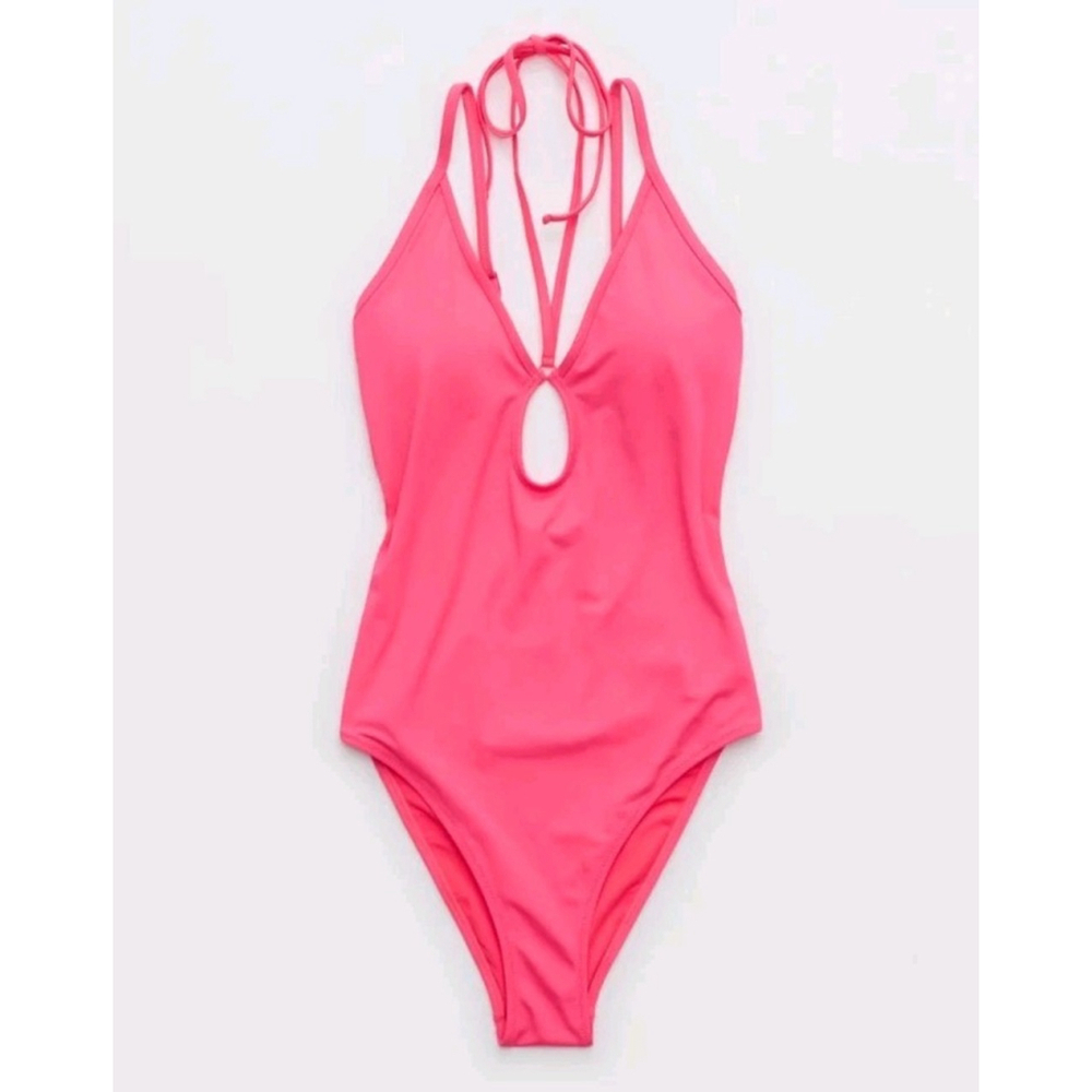 Aerie Pink Halter One Piece Swimsuit XS